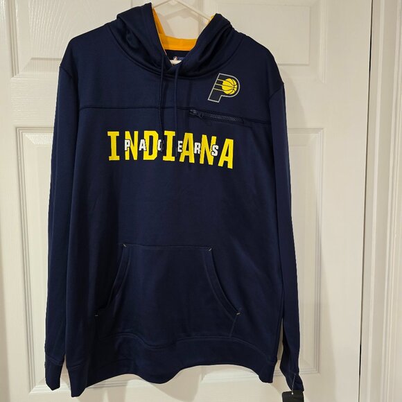 Indiana Pacers Men's NBA Pullover Hoodie Polyester Navy Pockets Size XL NWT - Picture 1 of 7